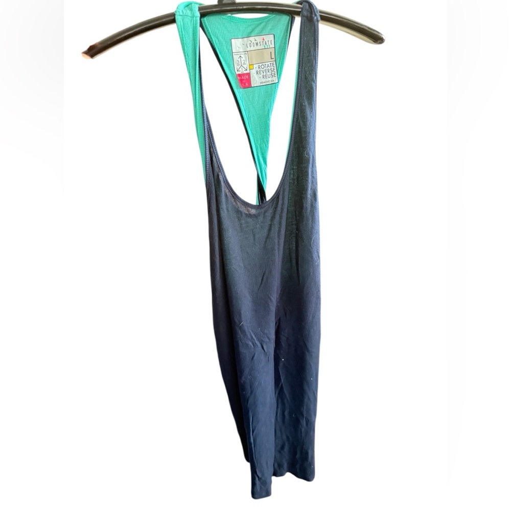 Reversible Cotton Green and Dark Navy Tank Top/short dress